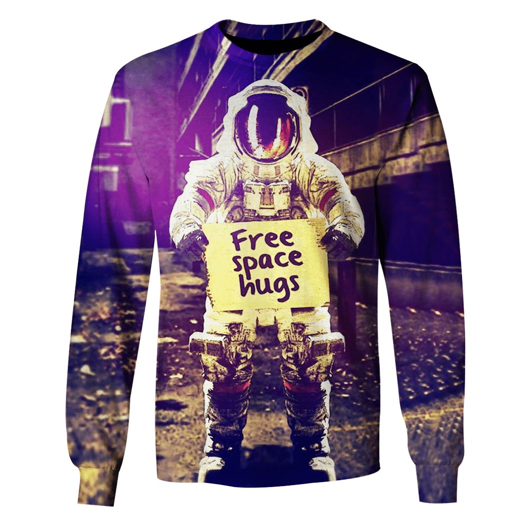 Astronaut Free Space Huge Custom T-shirt - Hoodies Apparel GH110355 3D Custom Fleece Hoodies Long Sleeve S 