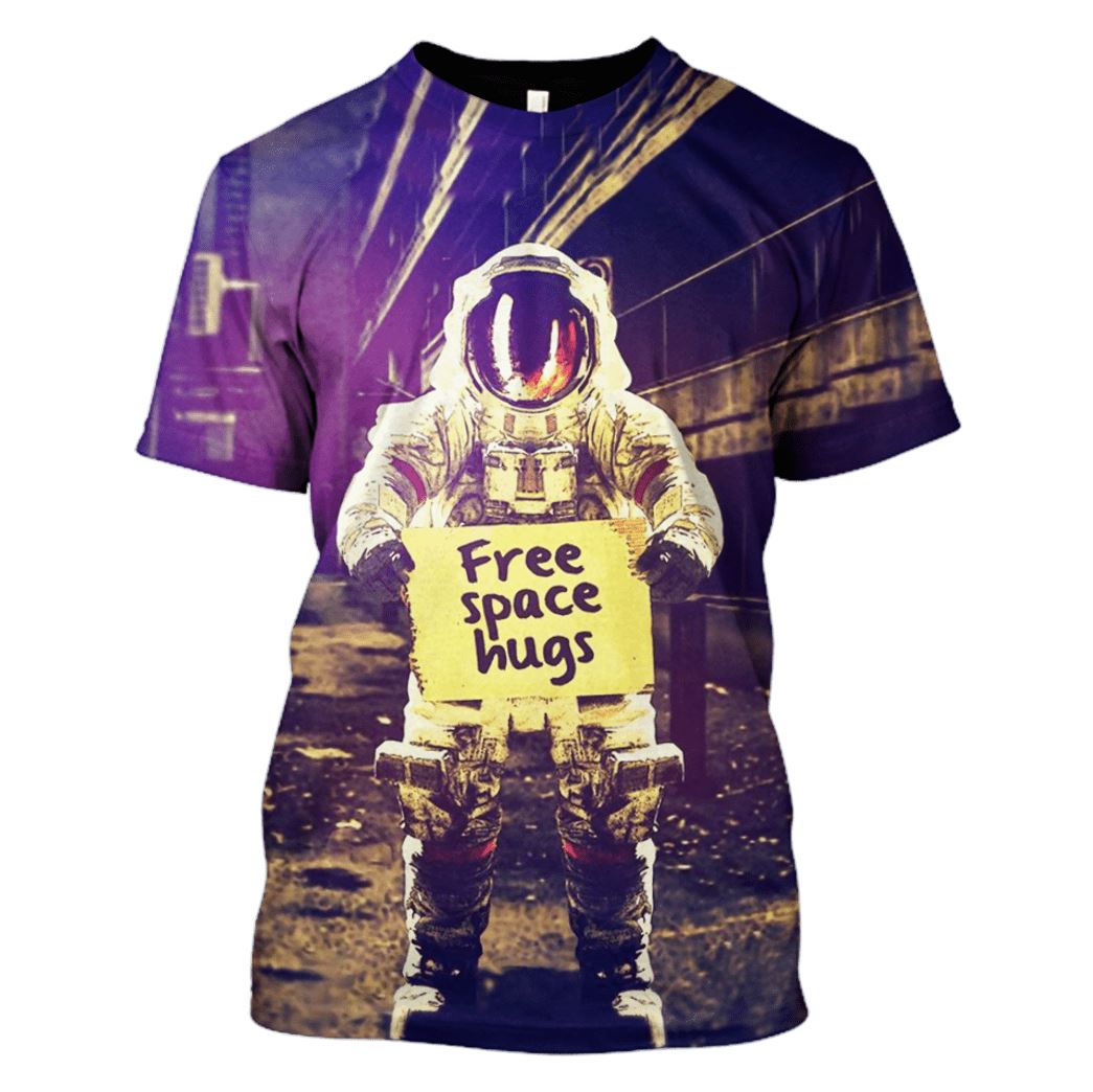 Astronaut Free Space Huge Custom T-shirt - Hoodies Apparel GH110355 3D Custom Fleece Hoodies T-Shirt S 