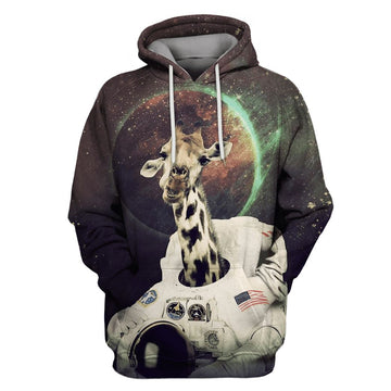 Gearhumans Astronaut Giraffe in space T-Shirts - Zip Hoodies Apparel