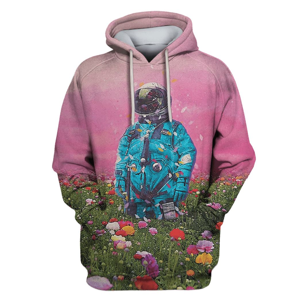 Astronaut In Flower Field Custom T-shirt - Hoodies Apparel HD-GH110546 3D Custom Fleece Hoodies Hoodie S 