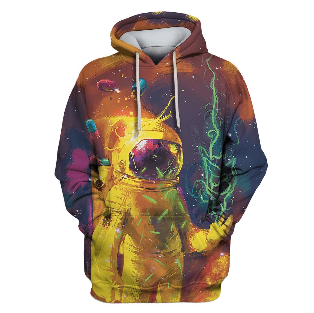 Astronaut In Galaxy Custom T-shirt - Hoodies Apparel HD-GH110532 3D Custom Fleece Hoodies Hoodie S 