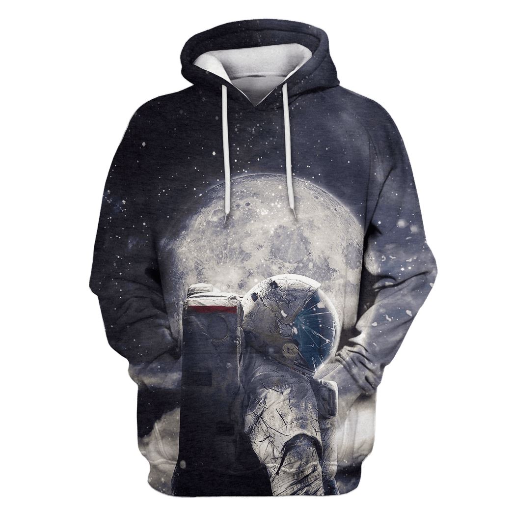 Astronaut in the moon Custom T-shirt - Hoodies Apparel HD-GH110419 3D Custom Fleece Hoodies Hoodie S 