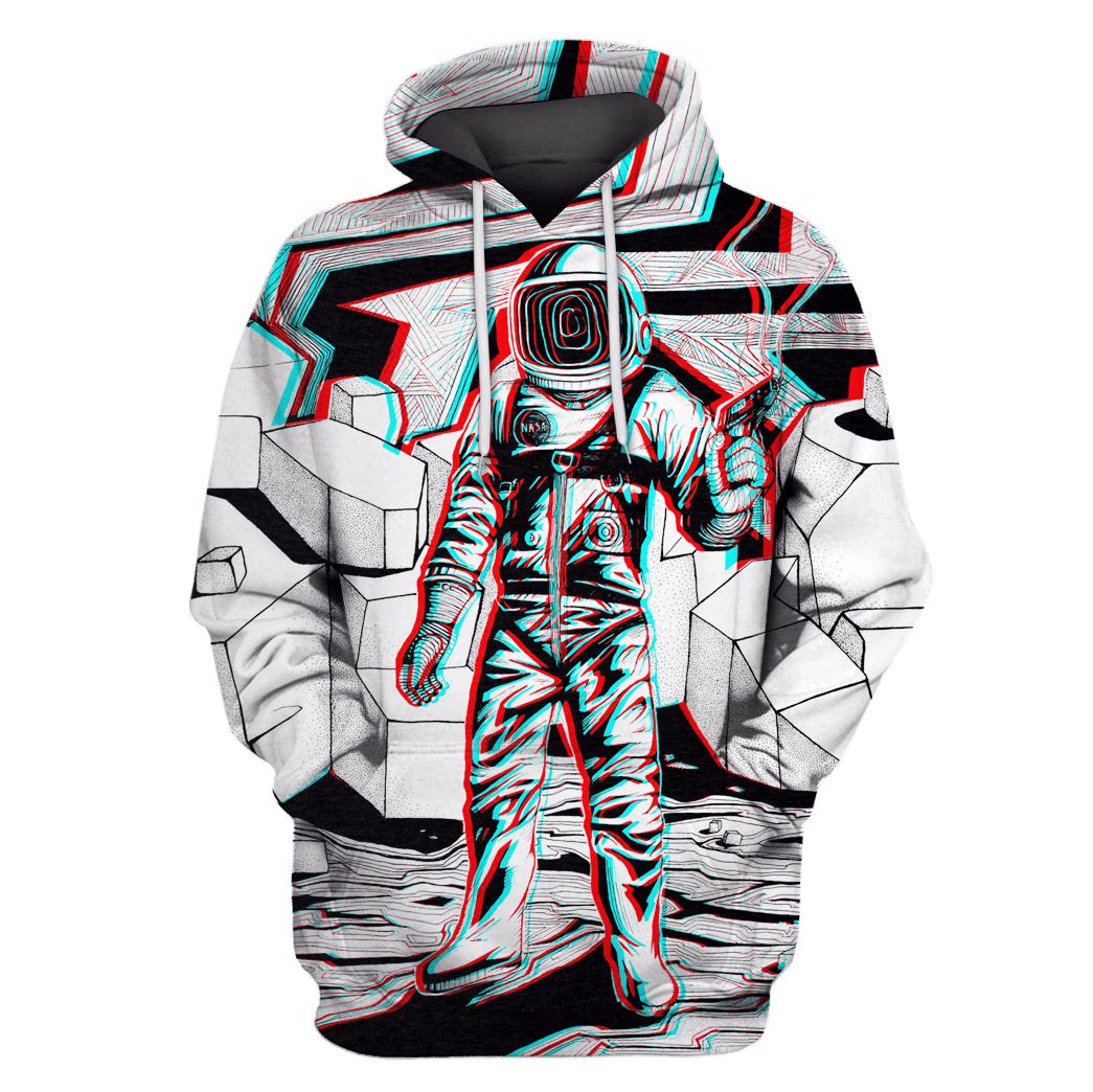 Astronaut in the space with a gun Custom T-shirt - Hoodies Apparel HD-GH110299 3D Custom Fleece Hoodies Hoodie S 