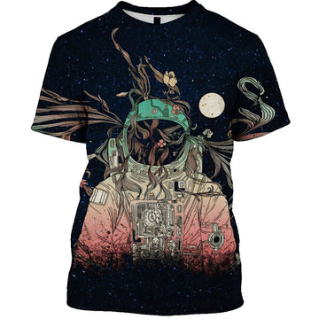 Gearhumans Astronaut in the space with moon Custom T-shirt - Hoodies Apparel