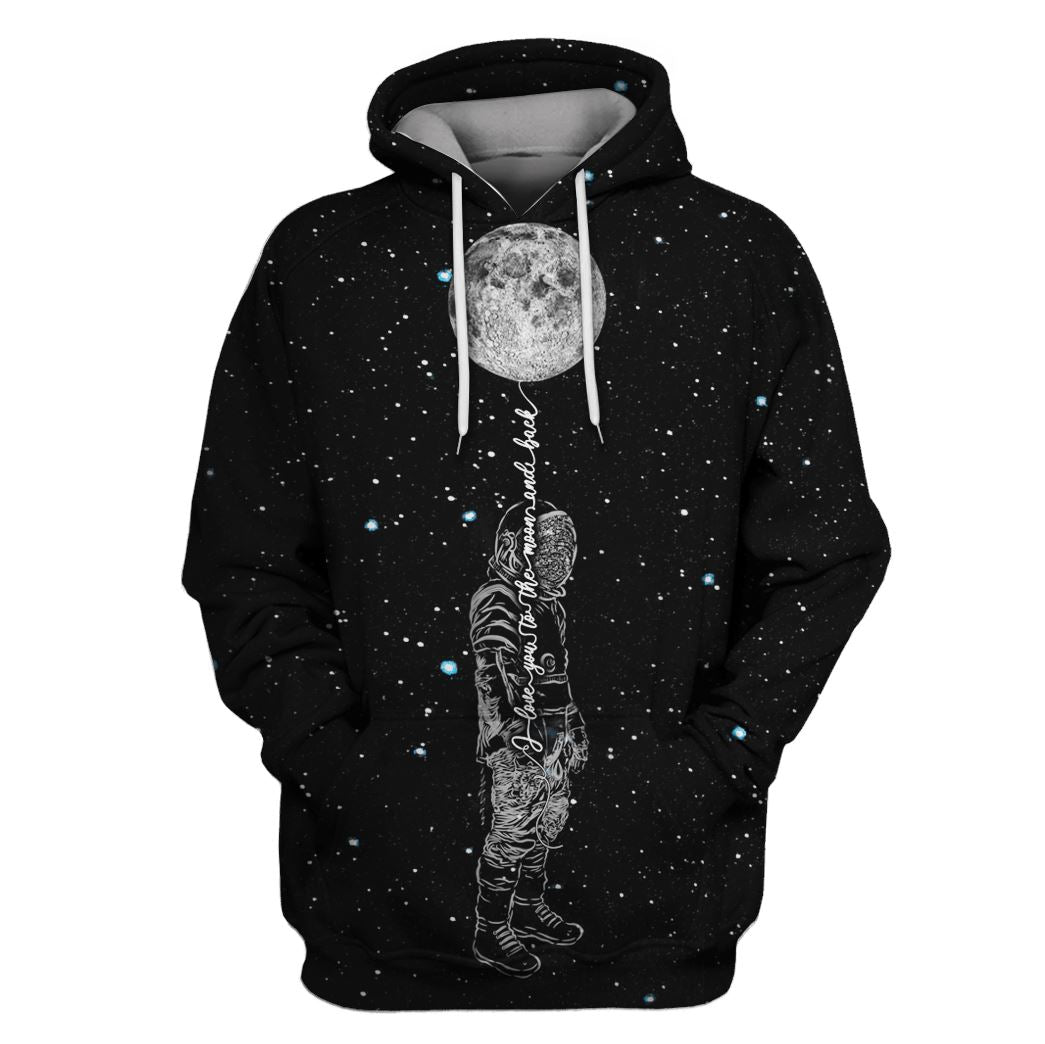 Astronaut Love you to the moon and back Custom T-shirt - Hoodies Apparel HD-GH110393 3D Custom Fleece Hoodies Hoodie S 