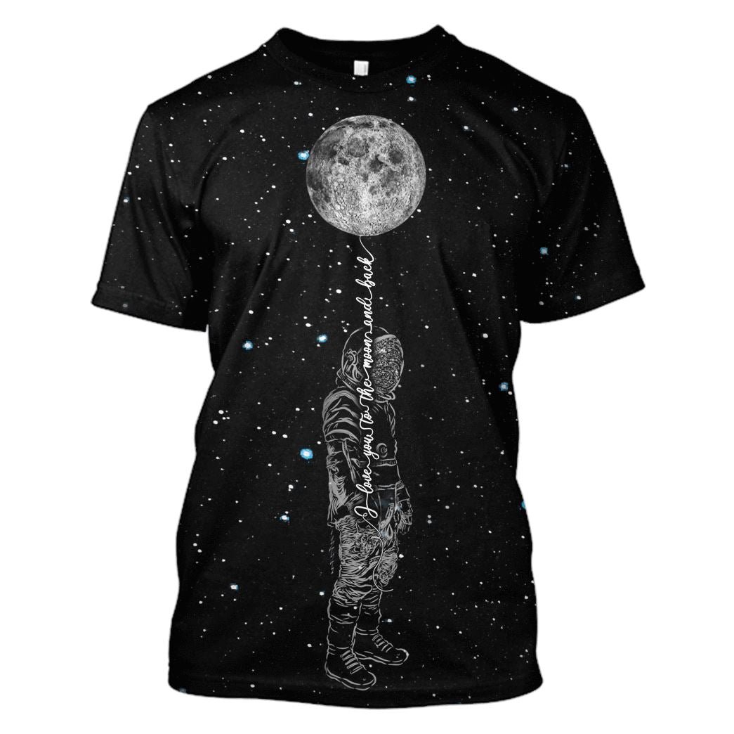 Astronaut Love you to the moon and back Custom T-shirt - Hoodies Apparel HD-GH110393 3D Custom Fleece Hoodies T-Shirt S 