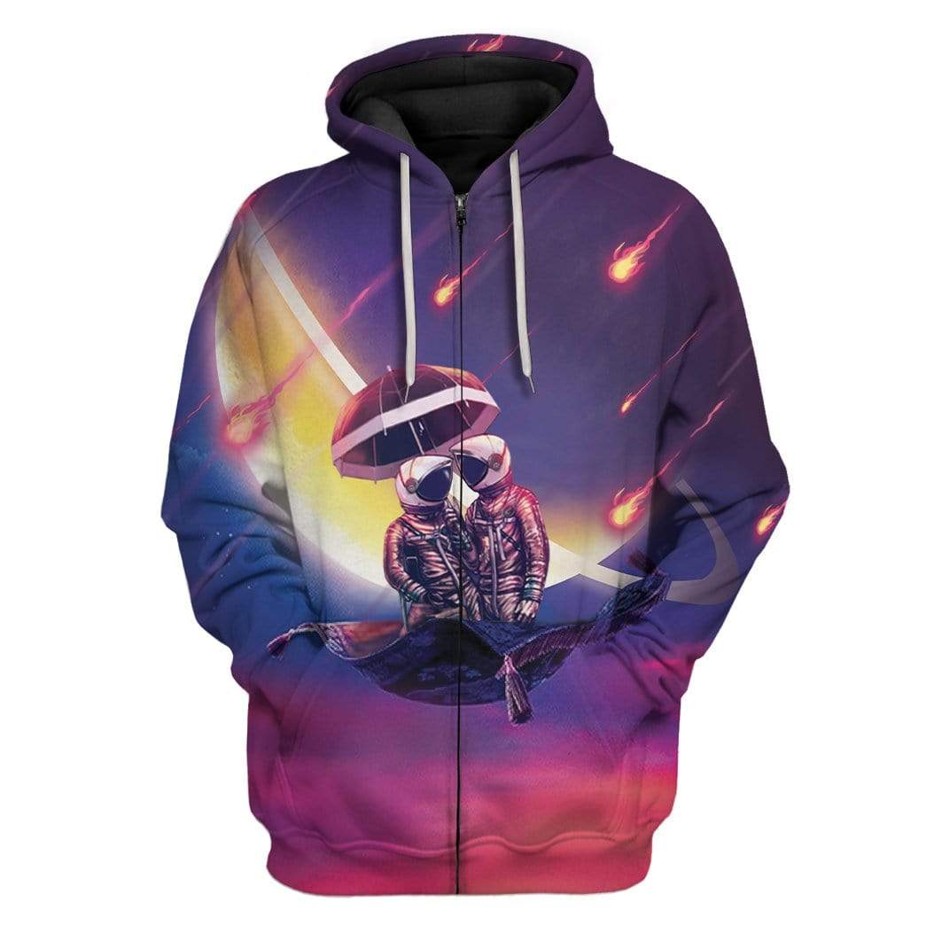 Astronaut Lovers On Magic Carpet Valentine Day Custom T-Shirts Hoodies Apparel GL-TA2012191 3D Custom Fleece Hoodies Zip Hoodie S 