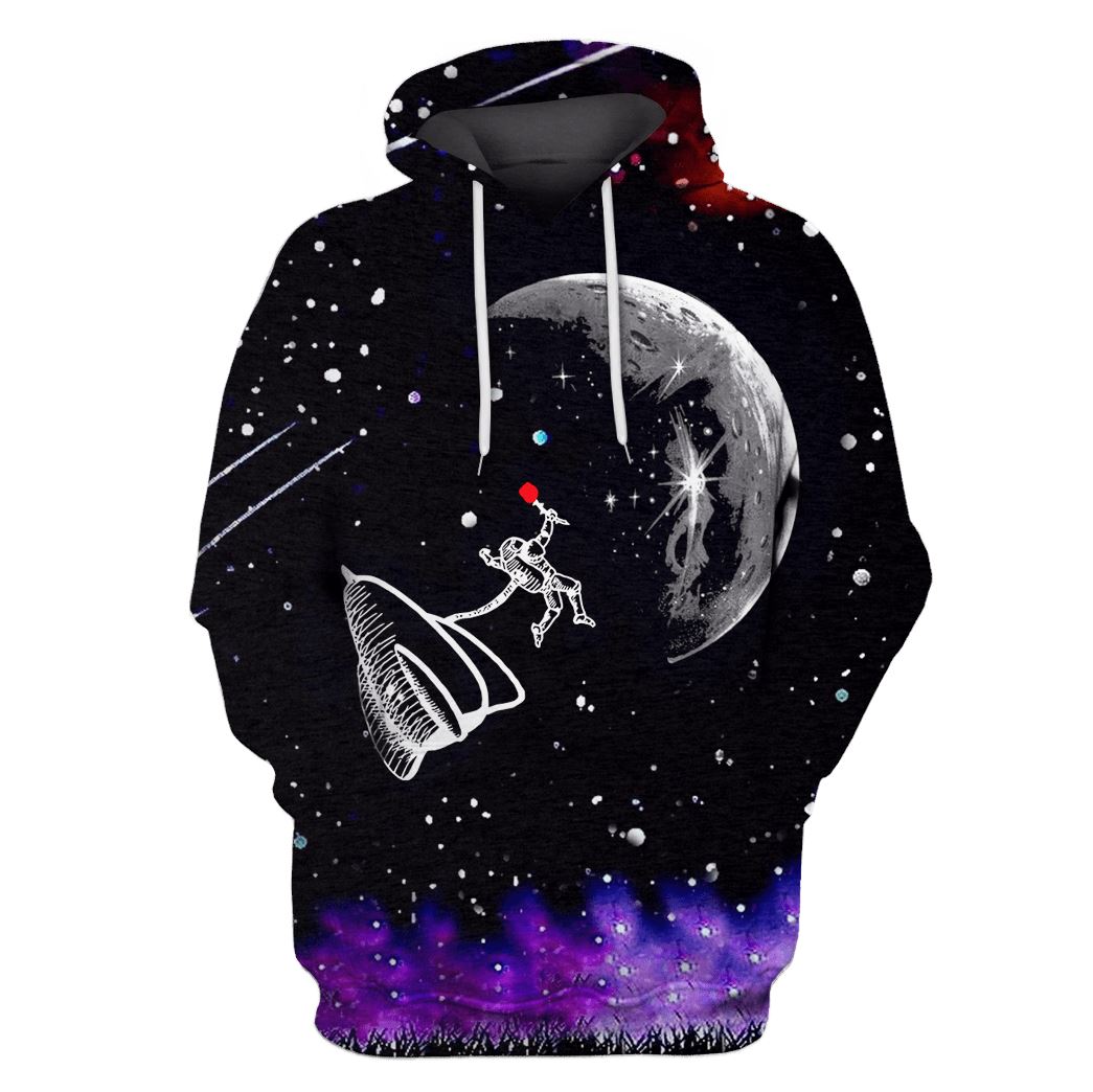 Astronaut Moving on the Moon Custom T-shirt - Hoodies Apparel GH110283 3D Custom Fleece Hoodies Hoodie S 