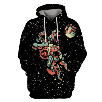 Gearhumans Astronaut Playing Musical Instruments OuterSpace Custom T-shirt - Hoodies Apparel