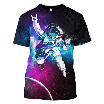Gearhumans Astronaut plays guitar in the space Custom T-shirt - Hoodies Apparel
