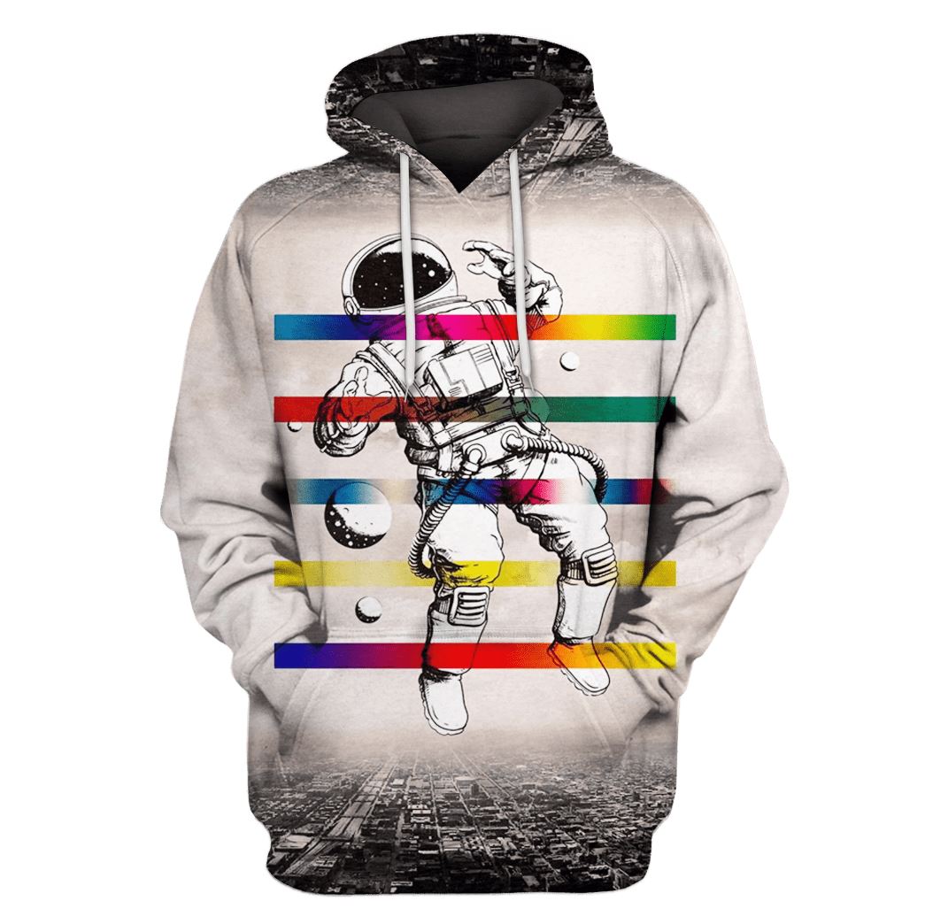 Astronaut Rainbow Weightless OuterSpace Custom T-shirt - Hoodies Apparel GH110313 3D Custom Fleece Hoodies Hoodie S 