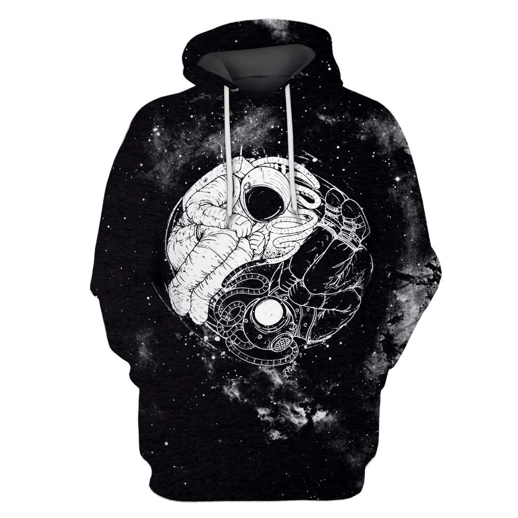 Astronaut Shaping into Yin and Yang OuterSpace Custom T-shirt - Hoodies Apparel GH110274 3D Custom Fleece Hoodies Hoodie S 