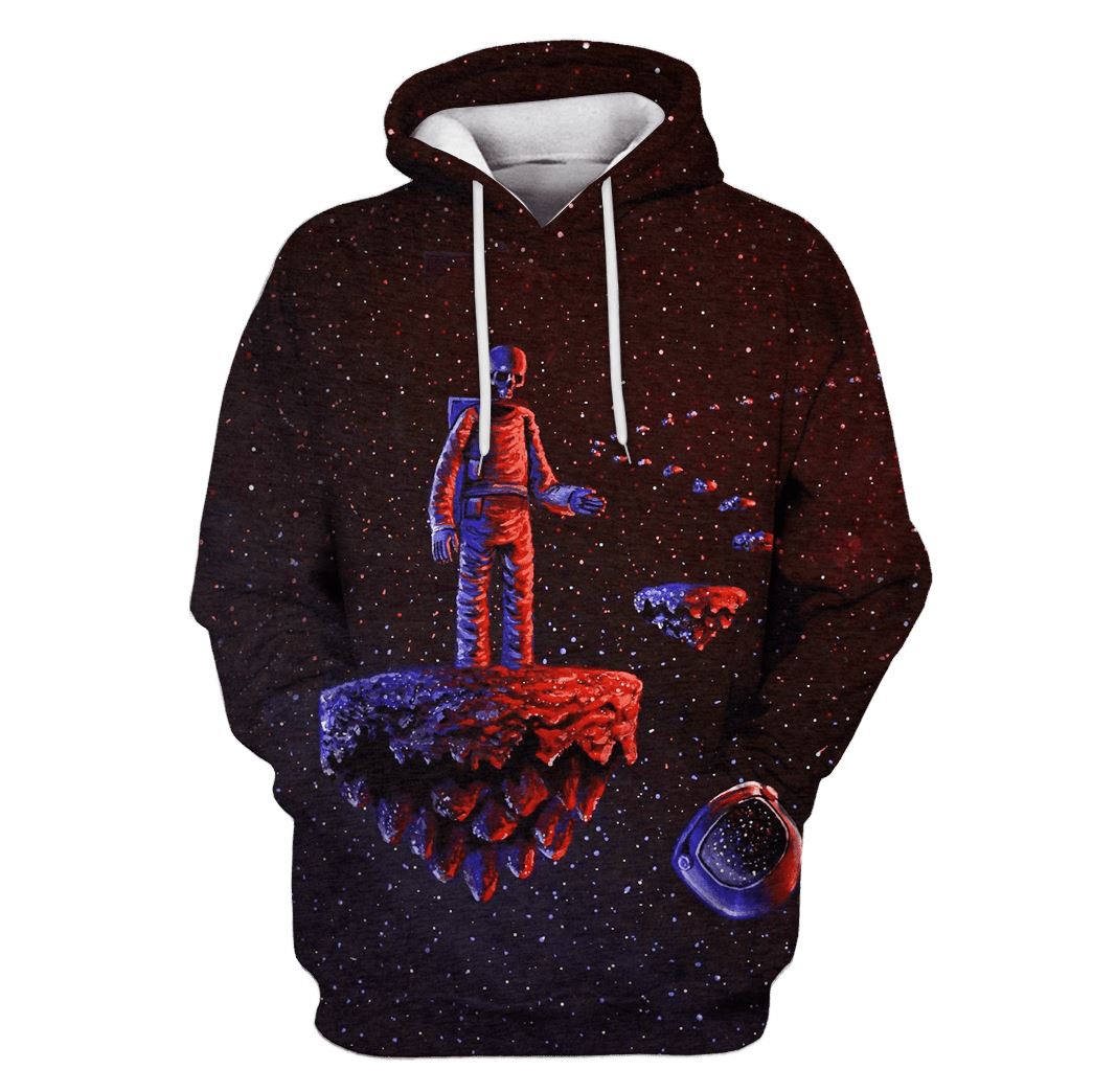 Astronaut skull in space Custom T-shirt - Hoodies Apparel GH110261 3D Custom Fleece Hoodies Hoodie S 