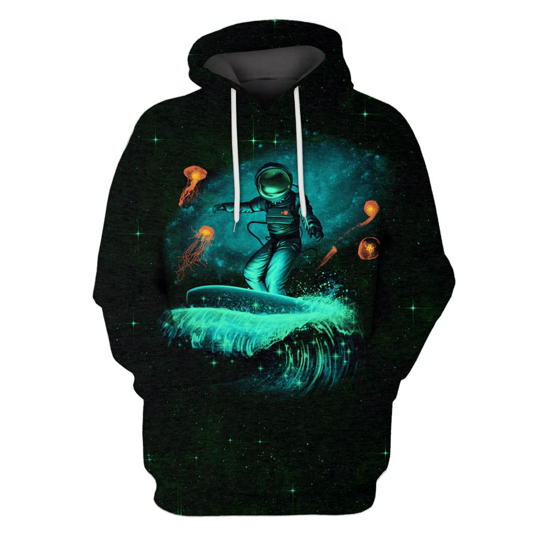 Astronaut surfing in galaxy Custom T-shirt - Hoodies Apparel GH110249 3D Custom Fleece Hoodies Hoodie S 