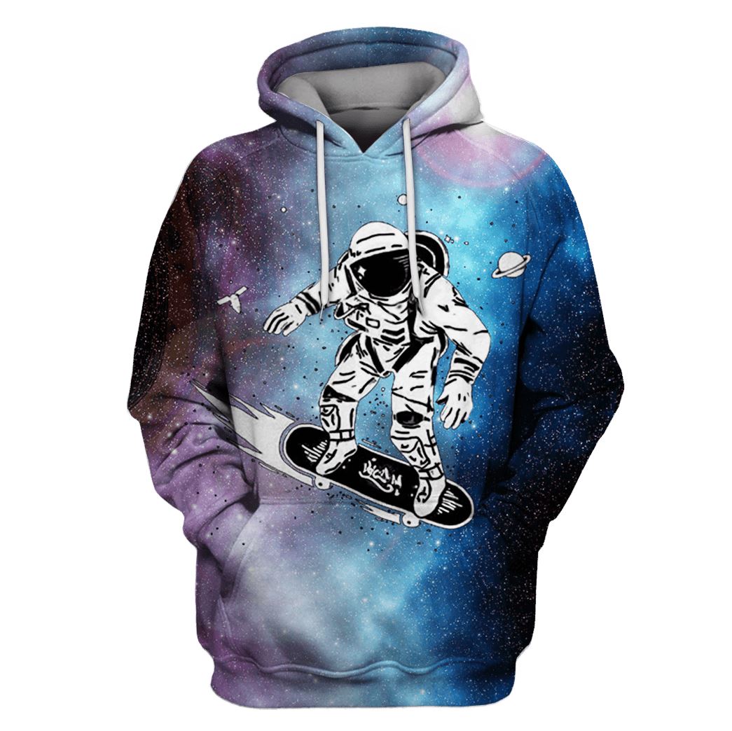 Astronaut Surfing OuterSpace Custom T-shirt - Hoodies Apparel GH110379 3D Custom Fleece Hoodies Hoodie S 