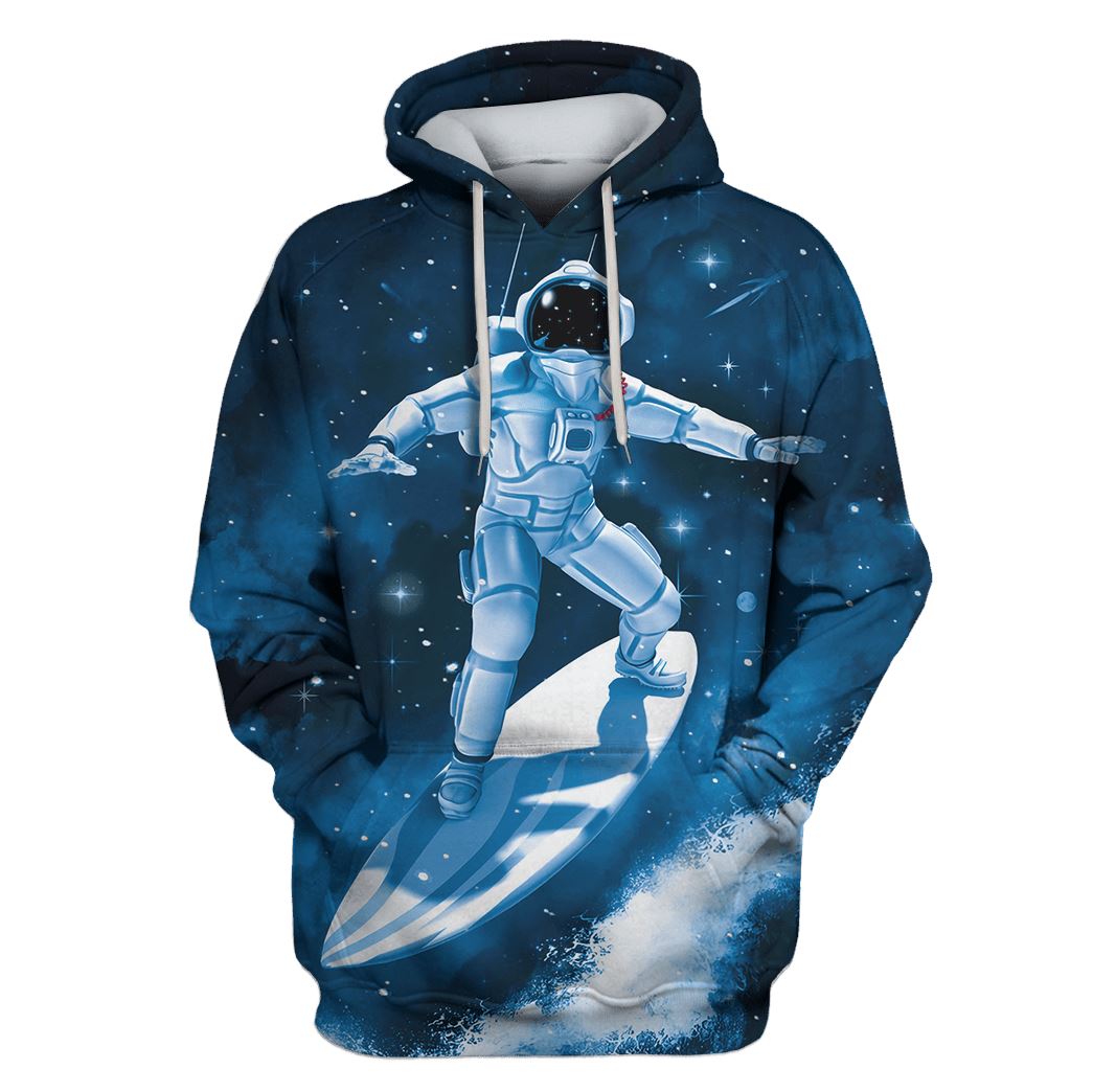 Astronaut Surfing Wave Custom T-shirt - Hoodies Apparel HD-GH110533 3D Custom Fleece Hoodies Hoodie S 