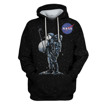 Astronaut Taking Selfie In Outspace Custom T-shirt - Hoodies Apparel HD-GH110494 3D Custom Fleece Hoodies Hoodie S 
