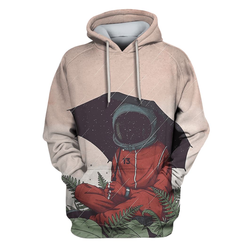 Astronaut Under Umbrella Custom T-shirt - Hoodies Apparel HD-GH110550 3D Custom Fleece Hoodies Hoodie S 