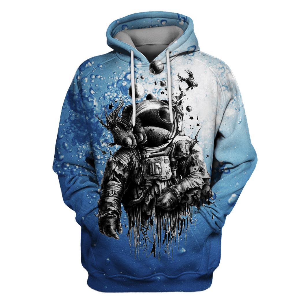 Astronaut Under Water Custom T-shirt - Hoodies Apparel GH110276 3D Custom Fleece Hoodies Hoodie S 