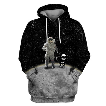 Astronaut walks on the moon's surface Custom T-shirt - Hoodies Apparel HD-GH110422 3D Custom Fleece Hoodies Hoodie S 