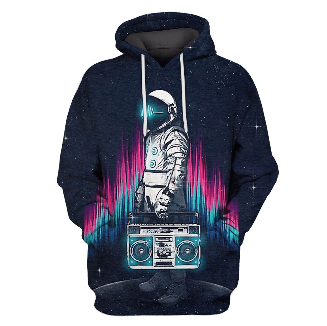 Astronaut with boombox in the space Custom T-shirt - Hoodies Apparel GH110286 3D Custom Fleece Hoodies Hoodie S 