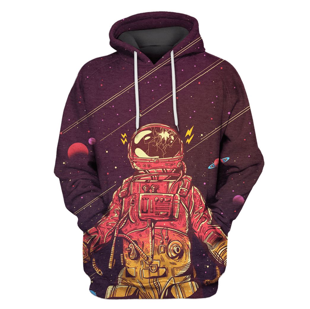 Astronaut with broken helmet in Space Custom T-shirt - Hoodies Apparel GH110333 3D Custom Fleece Hoodies Hoodie S 