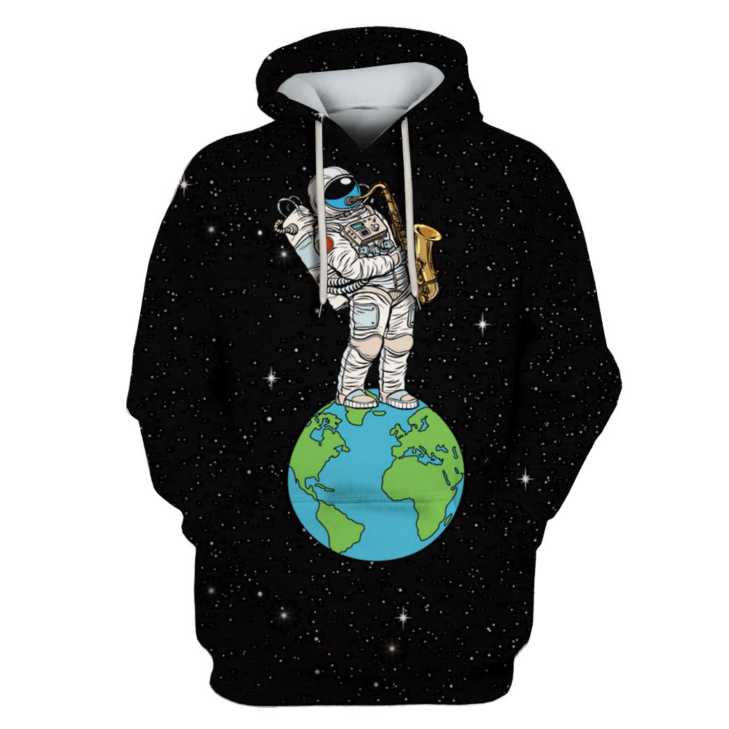 Astronaut with earth in the space Custom T-shirt - Hoodies Apparel HD-GH110477 3D Custom Fleece Hoodies Hoodie S 