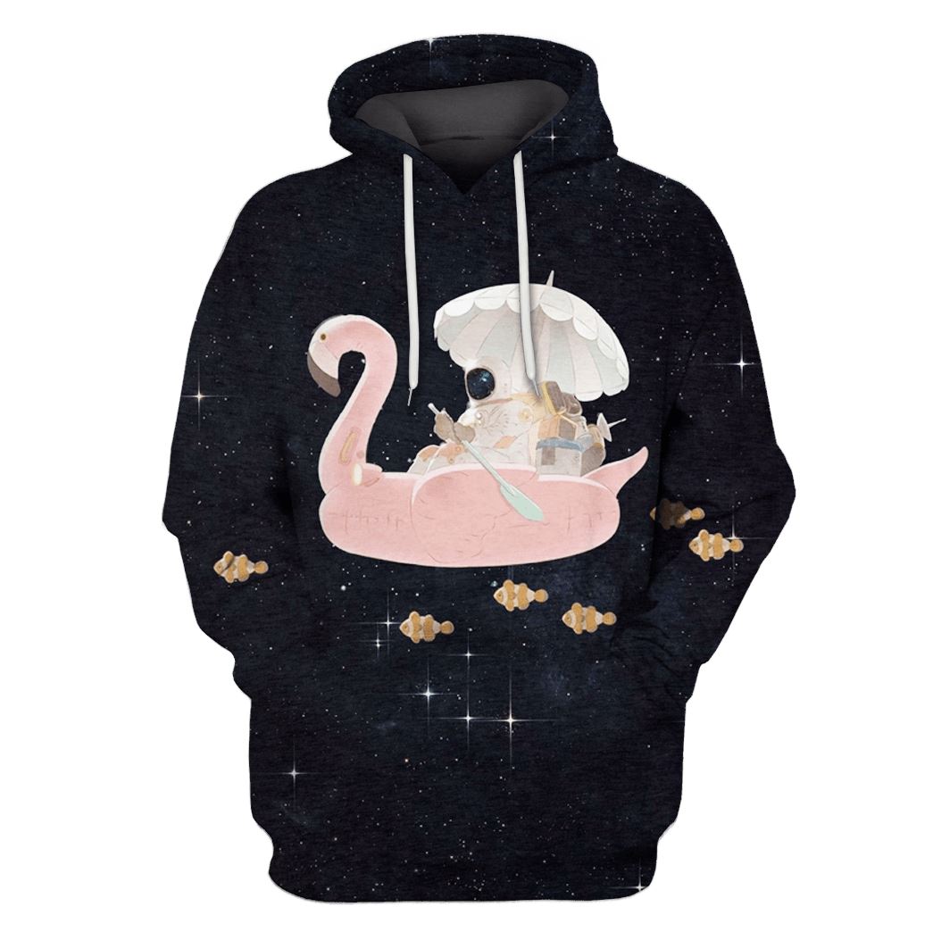 Astronaut with flamingo boat Custom T-shirt - Hoodies Apparel GH110412 3D Custom Fleece Hoodies Hoodie S 