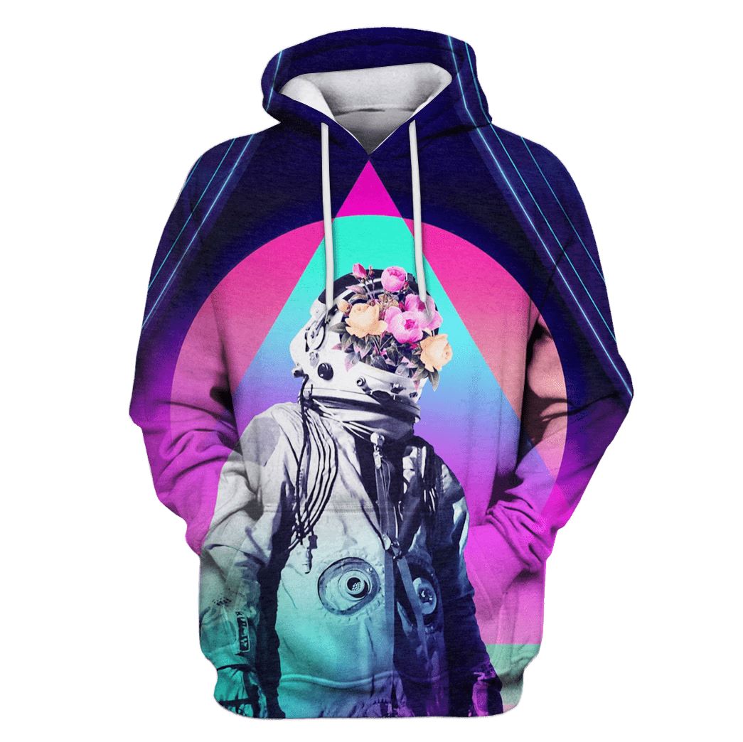 Astronaut with flowers Custom T-shirt - Hoodies Apparel GH110295 3D Custom Fleece Hoodies Hoodie S 