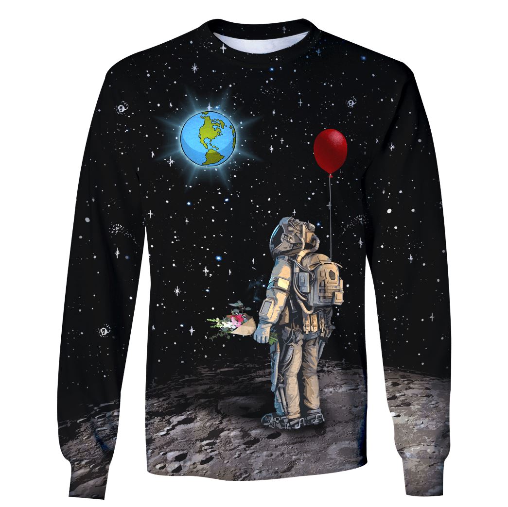 Astronaut with love in the space Custom T-shirt - Hoodies Apparel HD-GH110357 3D Custom Fleece Hoodies Long Sleeve S 