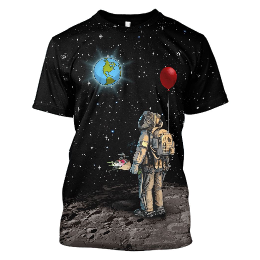 Astronaut with love in the space Custom T-shirt - Hoodies Apparel HD-GH110357 3D Custom Fleece Hoodies T-Shirt S 