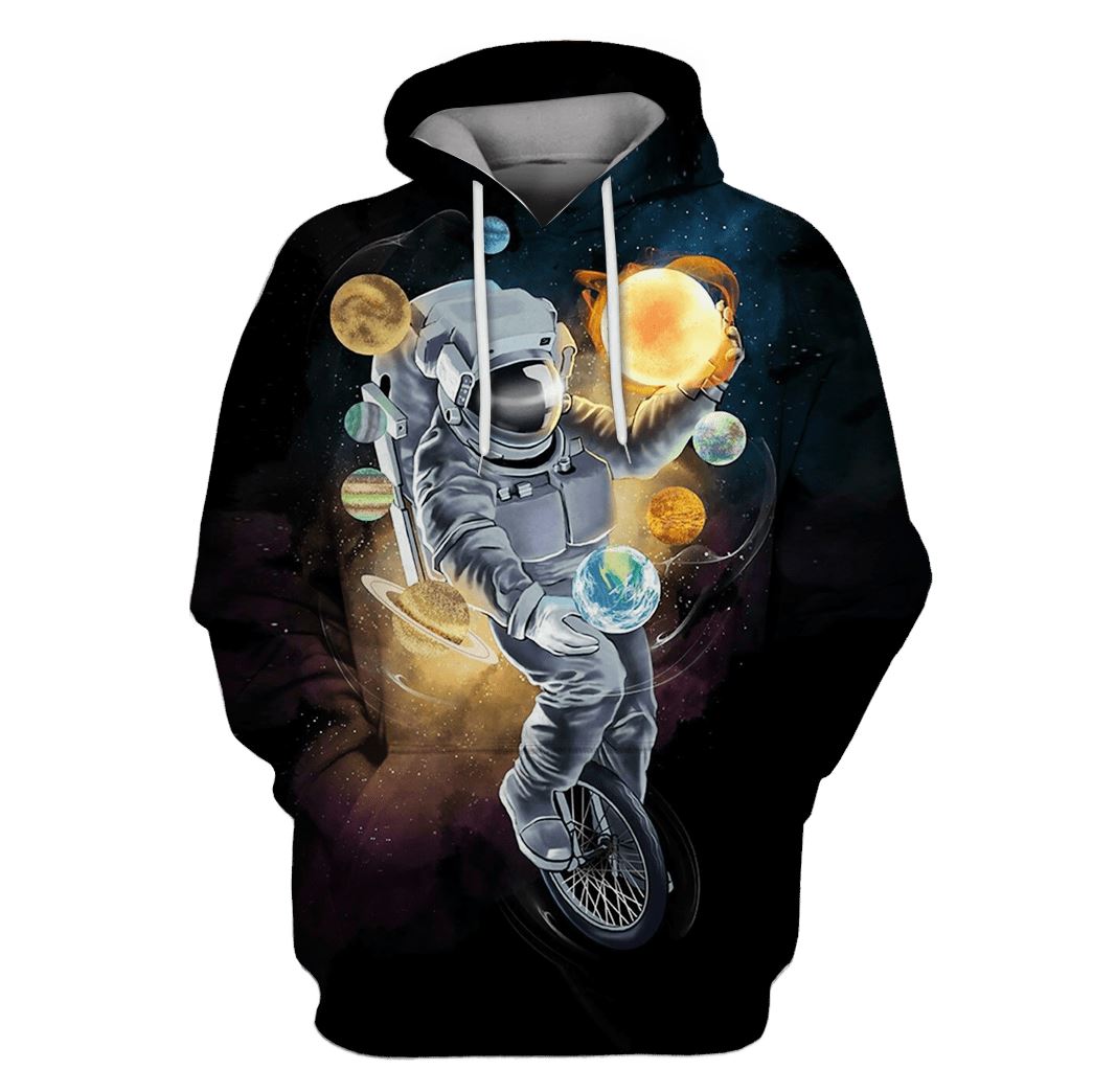 Astronaut with planets in the space Custom T-shirt - Hoodies Apparel GH110279 3D Custom Fleece Hoodies Hoodie S 