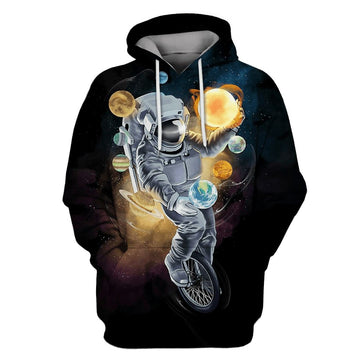 Gearhumans Astronaut with planets in the space Custom T-shirt - Hoodies Apparel