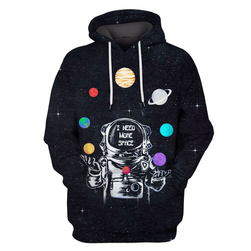 Astronaut with planets in the space Custom T-shirt - Hoodies Apparel GH110280 3D Custom Fleece Hoodies Hoodie S 