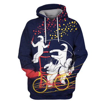 Astronauts are riding bicycle Custom T-shirt - Hoodies Apparel HD-GH110474 3D Custom Fleece Hoodies Hoodie S 