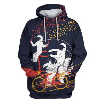Astronauts are riding Bicycle Custom T-shirt - Hoodies Apparel HD-GH110542 3D Custom Fleece Hoodies Hoodie S 