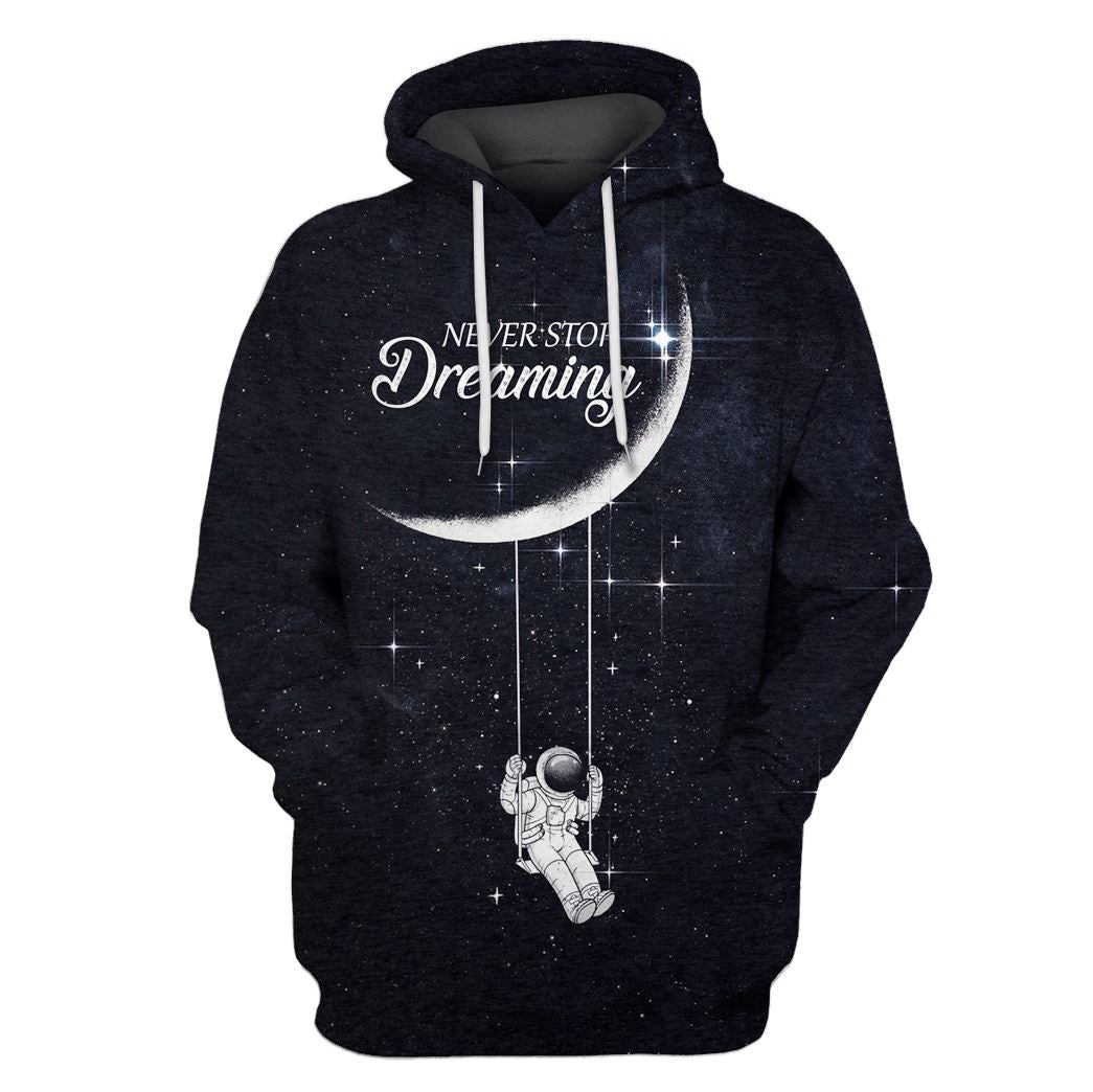 Astronut Dreaming OuterSpace Custom T-shirt - Hoodies Apparel GH110272 3D Custom Fleece Hoodies Hoodie S 