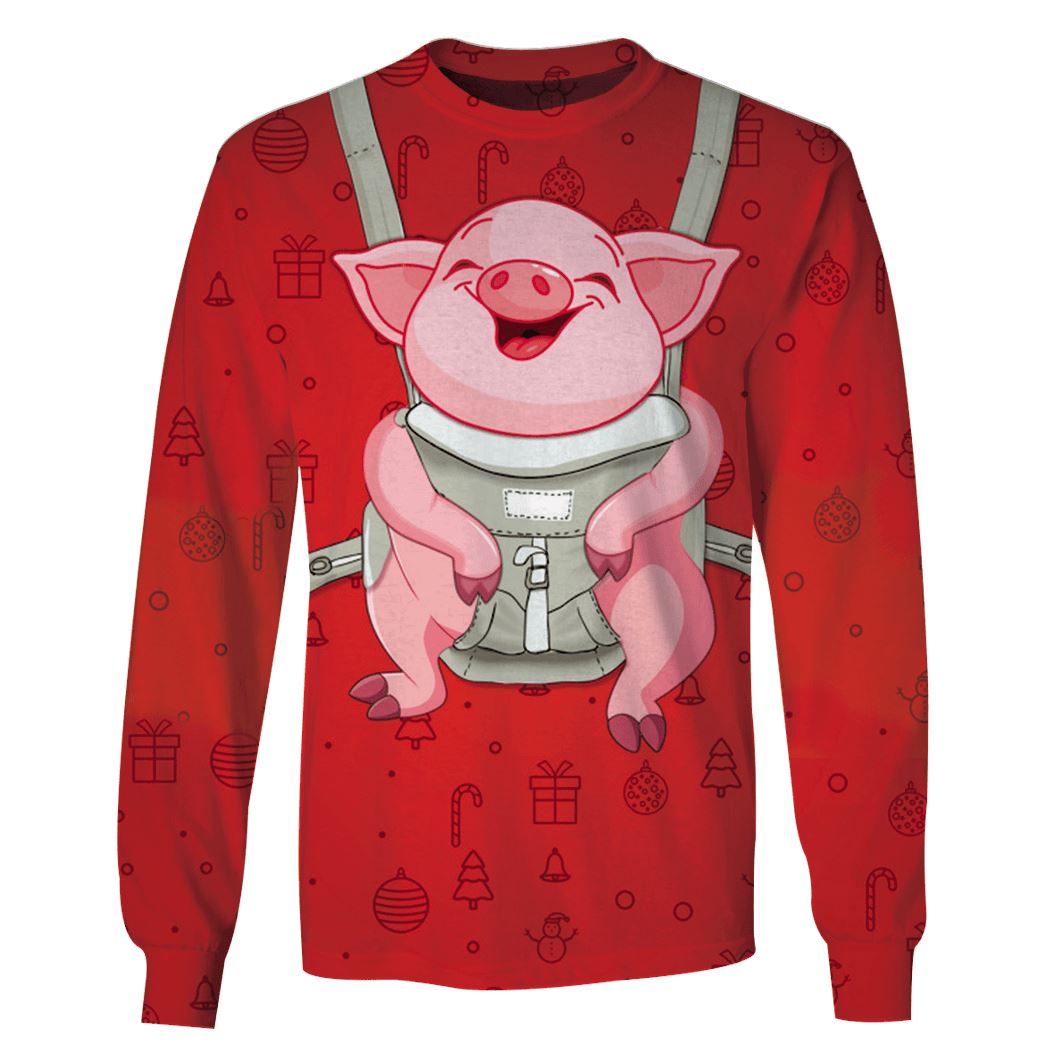 Baby Pig On Christmas Custom T-shirt - Hoodies Apparel HD-PET110213 3D Custom Fleece Hoodies Long Sleeve S 