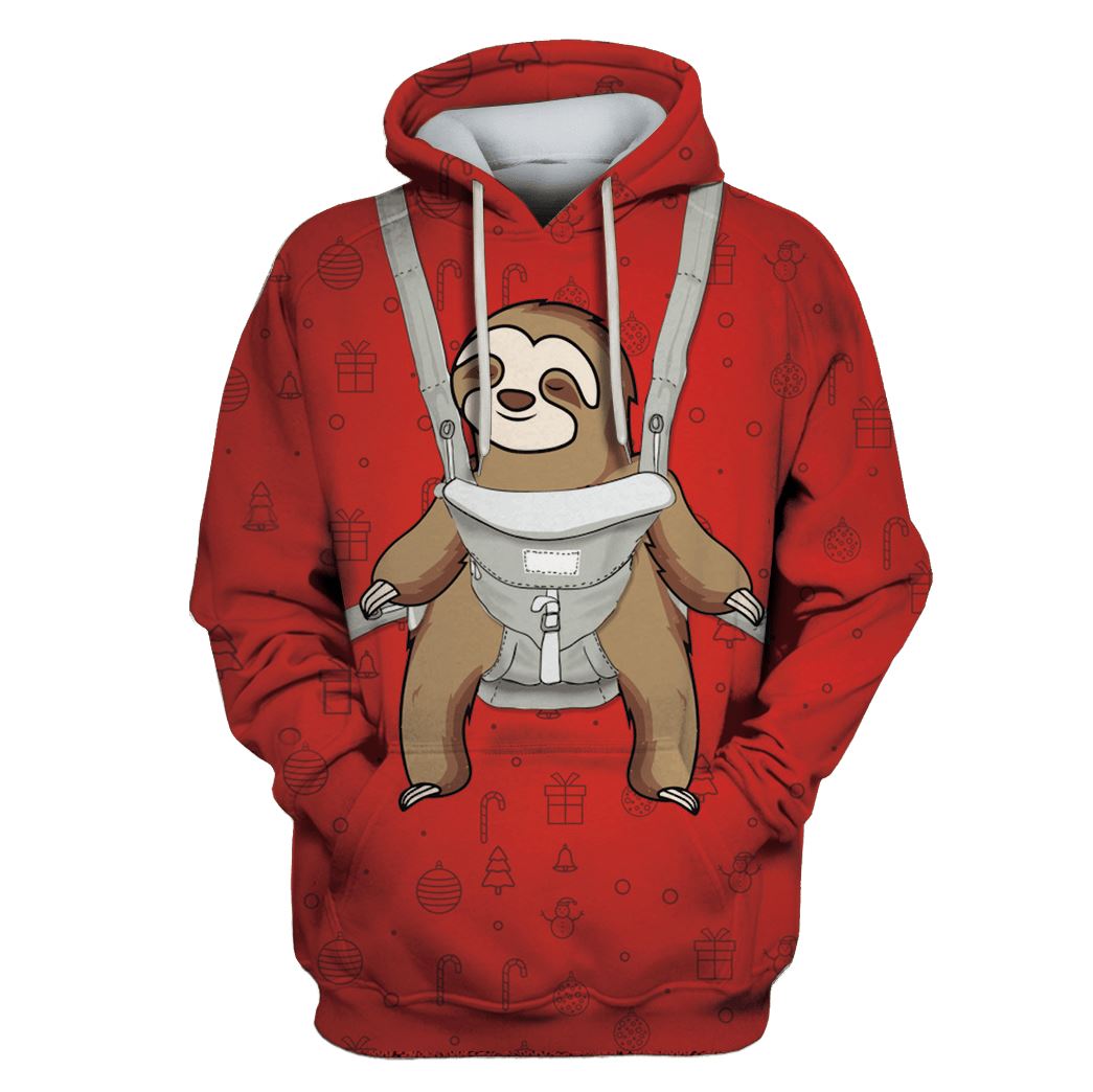Baby Sloth On Christmas Custom T-shirt - Hoodies Apparel HD-PET110212 3D Custom Fleece Hoodies Hoodie S 
