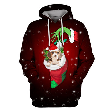 Beagle On Christmas Custom T-shirt - Hoodies Apparel MV110602 3D Custom Fleece Hoodies Hoodie S 