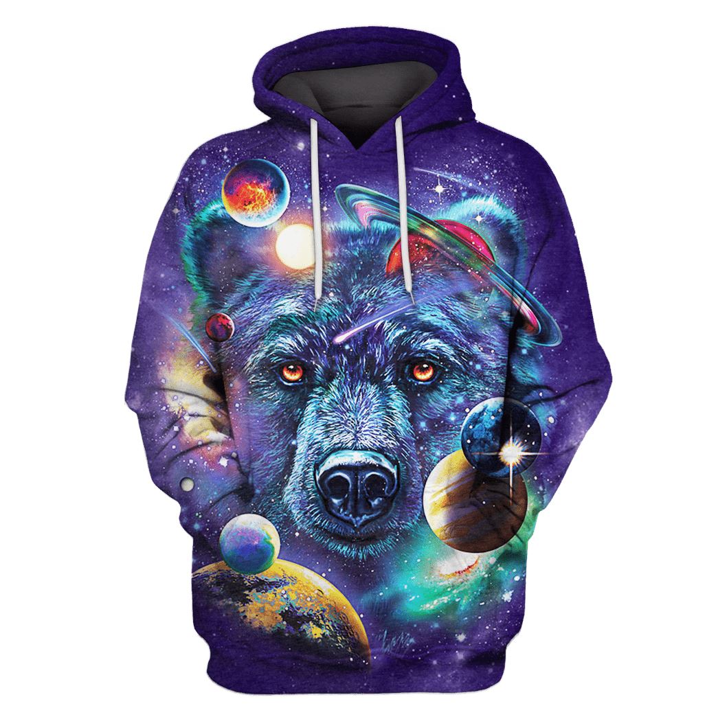 Bear and Universe Custom T-shirt - Hoodies Apparel GH110402 3D Custom Fleece Hoodies Hoodie S 