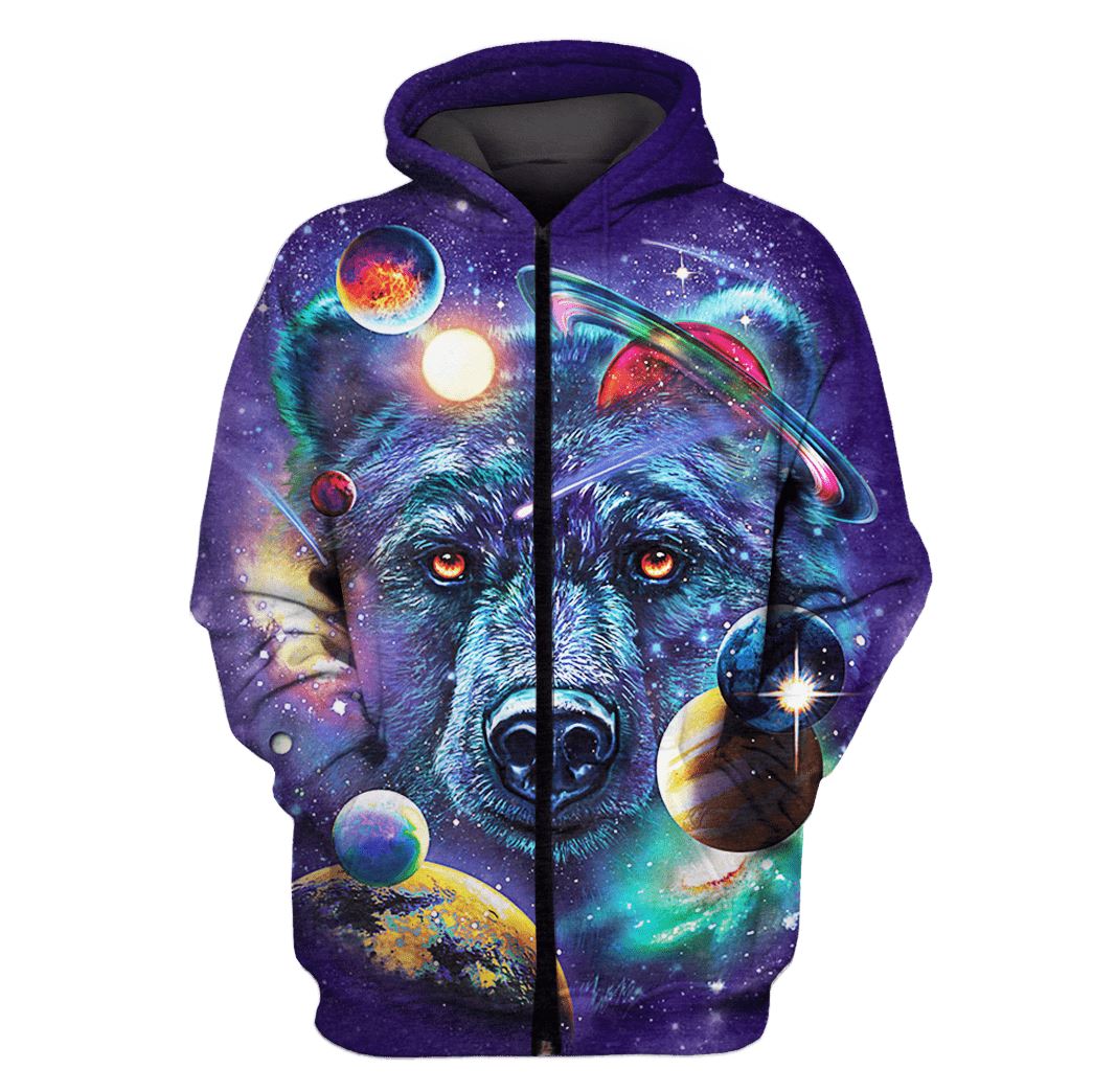 Bear and Universe Custom T-shirt - Hoodies Apparel GH110402 3D Custom Fleece Hoodies Zip Hoodie S 