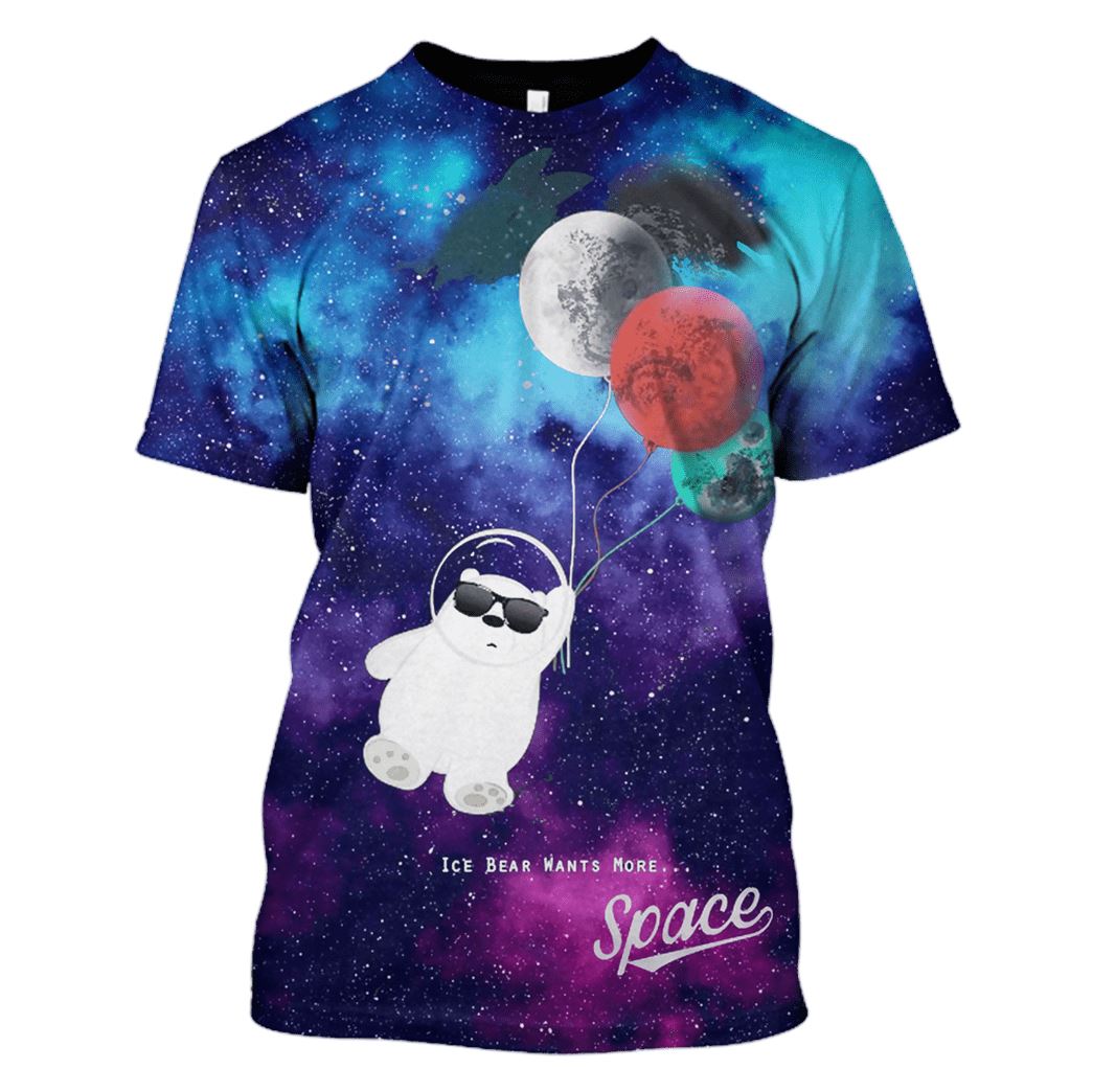 Bear Astronaut with planet balloon OuterSpace Custom T-shirt - Hoodies Apparel GH110385 3D Custom Fleece Hoodies T-Shirt S 