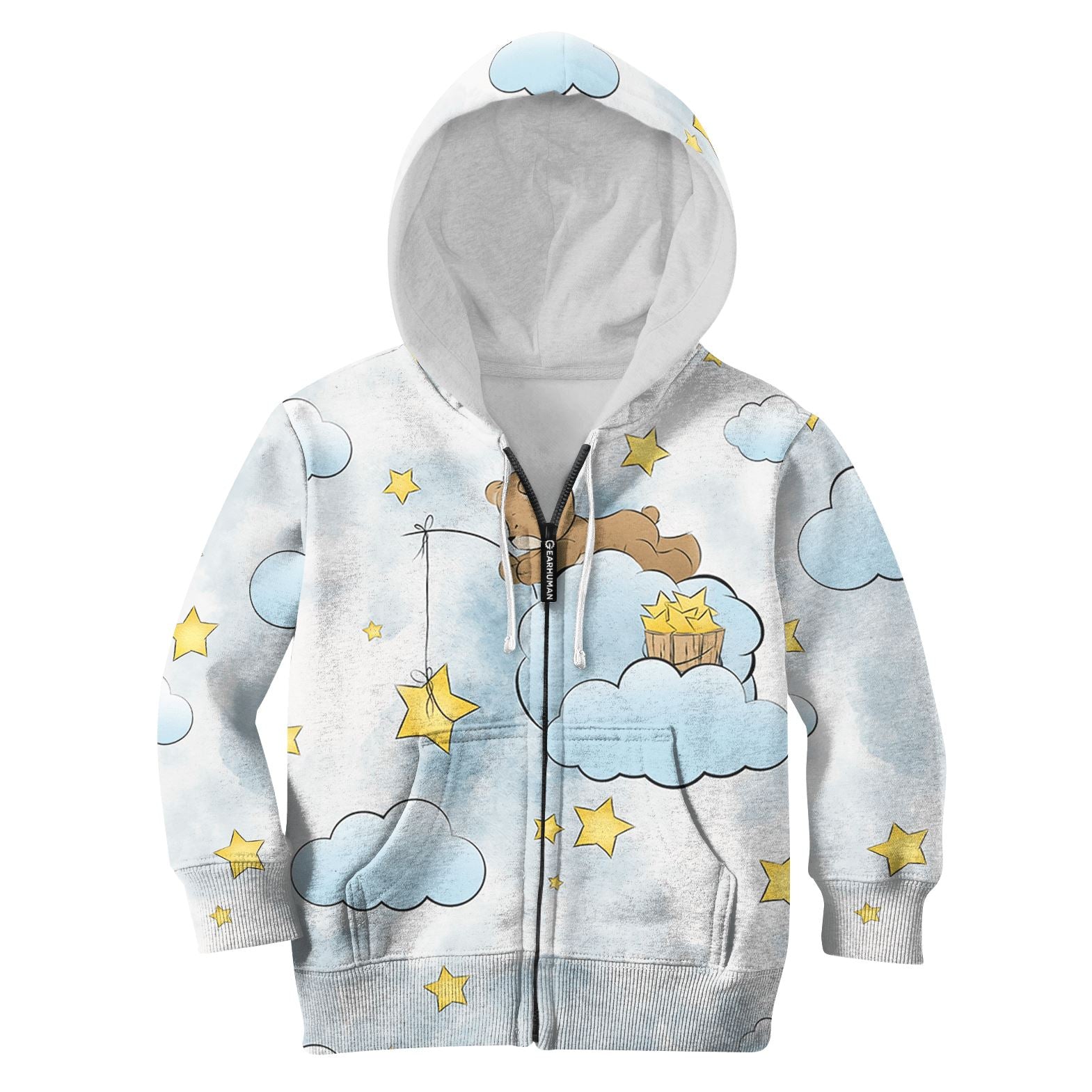 Bear Fishing Stars From The Sky Custom Hoodies T-shirt Apparel HD-PET110371K kid 3D apparel Kid Zip Hoodie S/6-8 