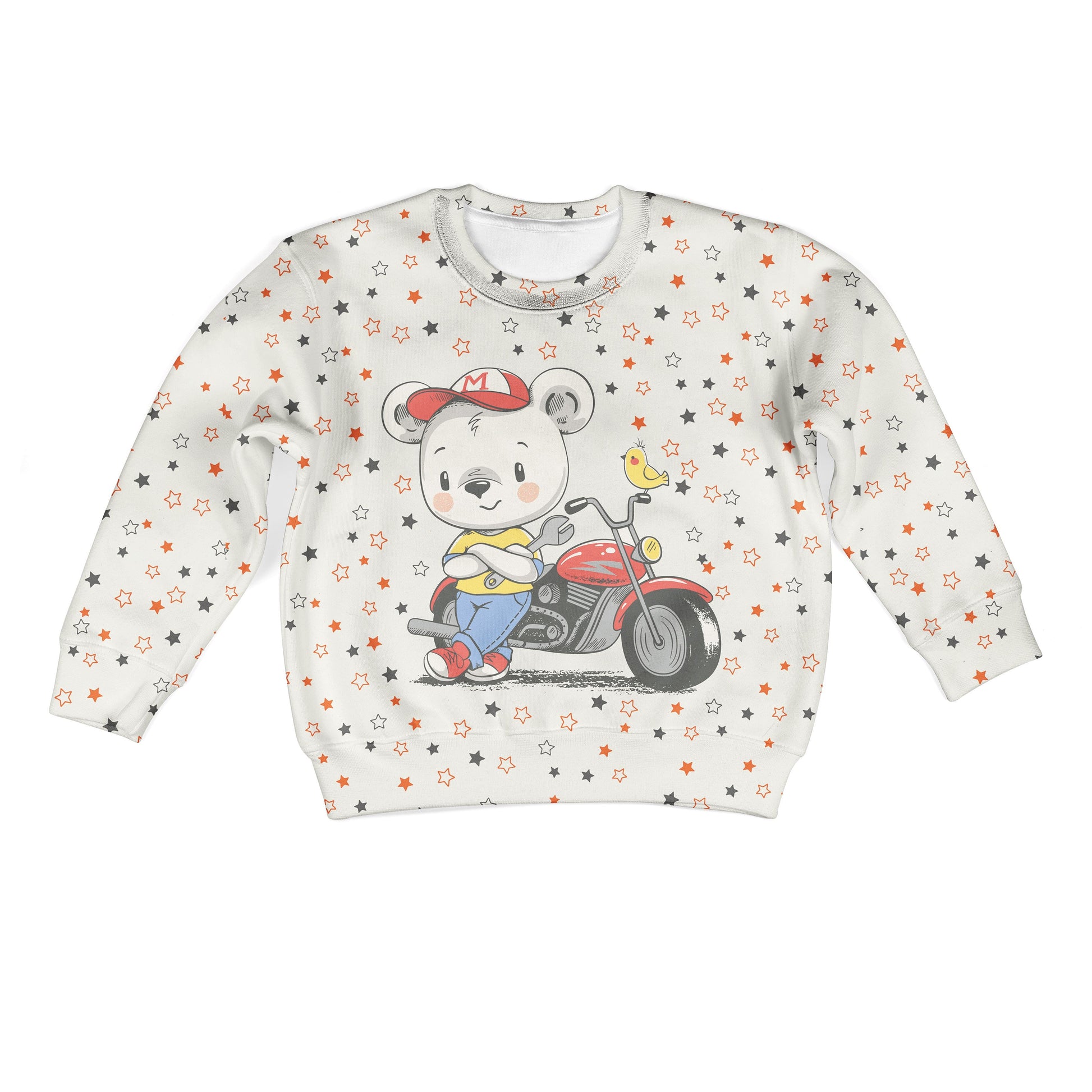 Bear Motorcycle Rider Custom Hoodies T-shirt Apparel HD-PET110274K kid 3D apparel Kid Sweatshirt S/6-8 
