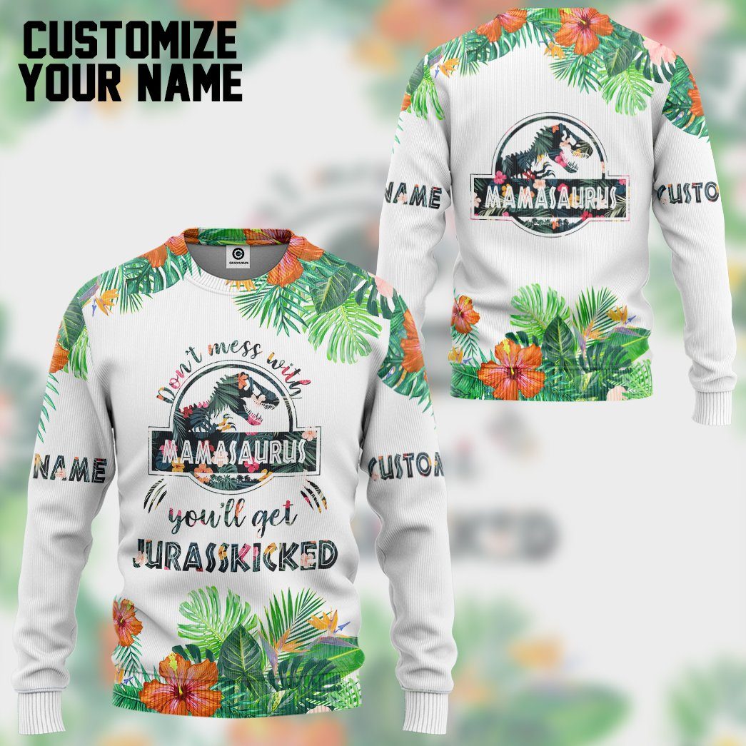 [Best Gift For Mother's Day] Gearhuman 3D Dont Mess With Mamasaurus Custom Name Tshirt Hoodie Apparel GB10035 3D Apparel