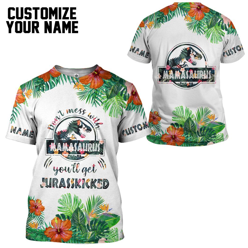 [Best Gift For Mother's Day] Gearhuman 3D Dont Mess With Mamasaurus Custom Name Tshirt Hoodie Apparel GB10035 3D Apparel