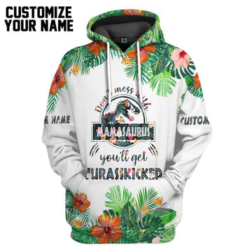 [Best Gift For Mother's Day] Gearhuman 3D Dont Mess With Mamasaurus Custom Name Tshirt Hoodie Apparel GB10035 3D Apparel Hoodie S