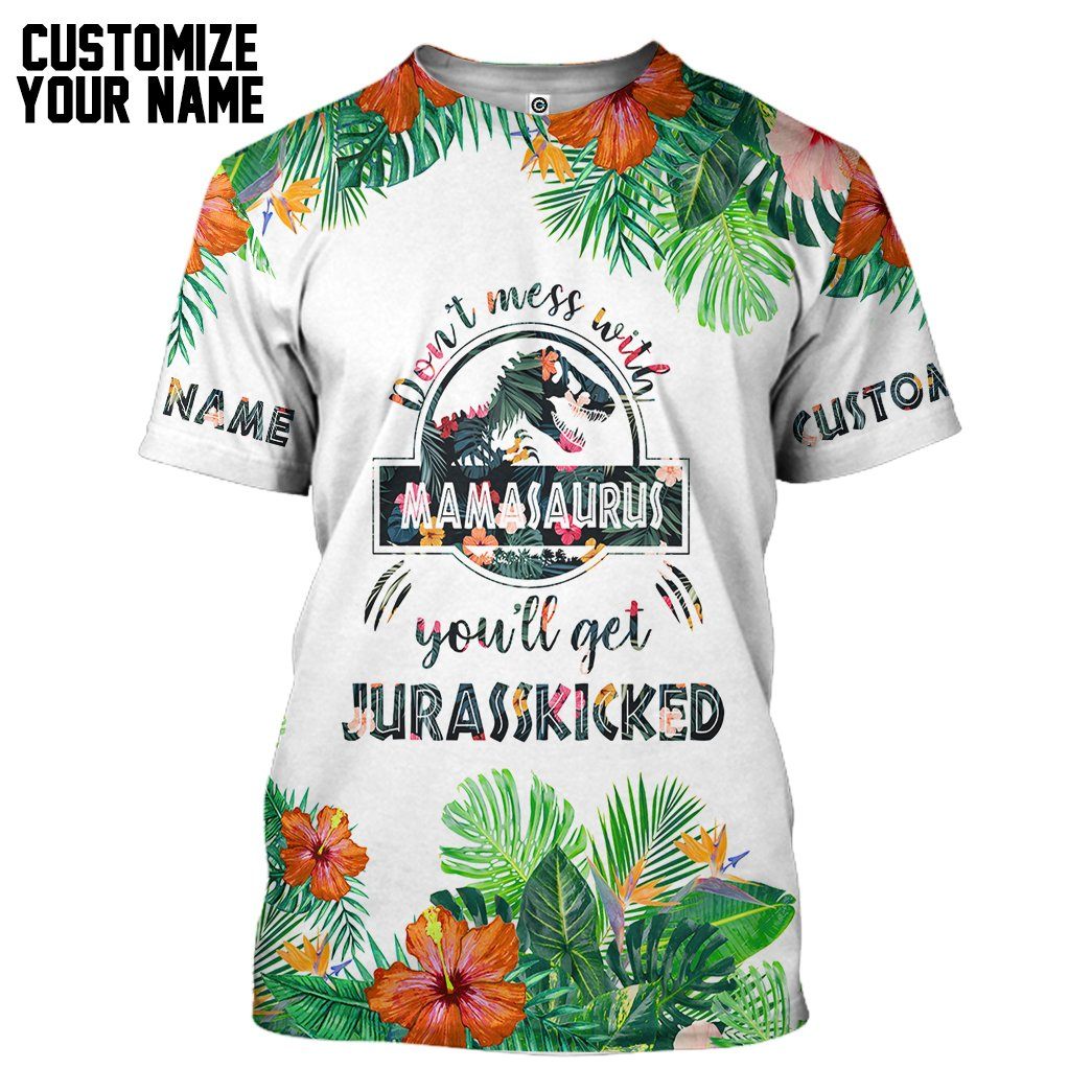 [Best Gift For Mother's Day] Gearhuman 3D Dont Mess With Mamasaurus Custom Name Tshirt Hoodie Apparel GB10035 3D Apparel T-Shirt S
