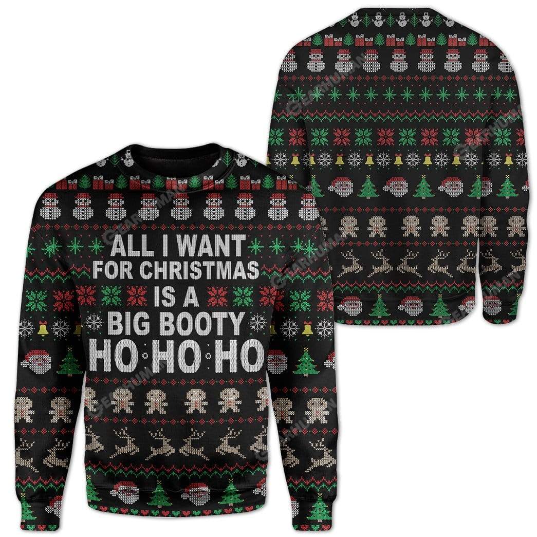 Big Booty Hoe Ho Ho Ho Custom Sweater Apparel HD-QM28111918 Ugly Christmas Sweater 